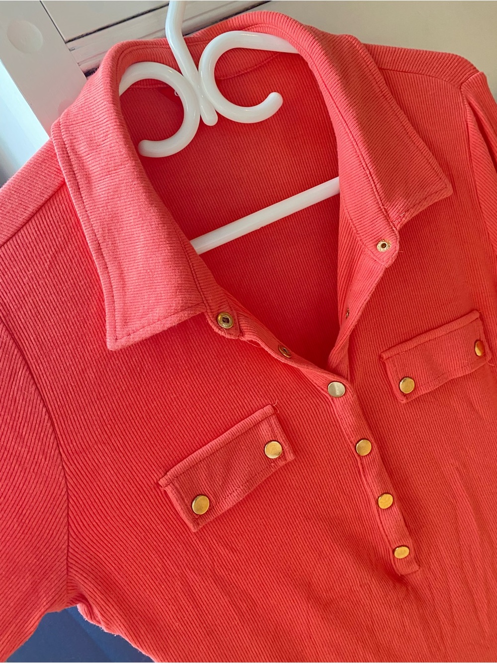 Guess Ribbed Top – Coral Pink